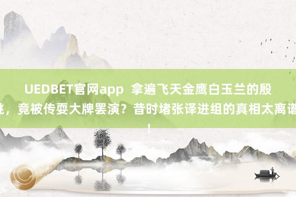 UEDBET官网app  拿遍飞天金鹰白玉兰的殷桃，竟被传耍大牌罢演？昔时堵张译进组的真相太离谱！