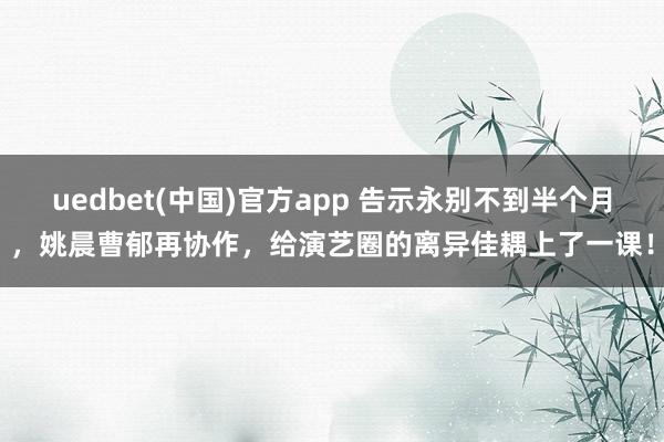 uedbet(中国)官方app 告示永别不到半个月，姚晨曹郁再协作，给演艺圈的离异佳耦上了一课！