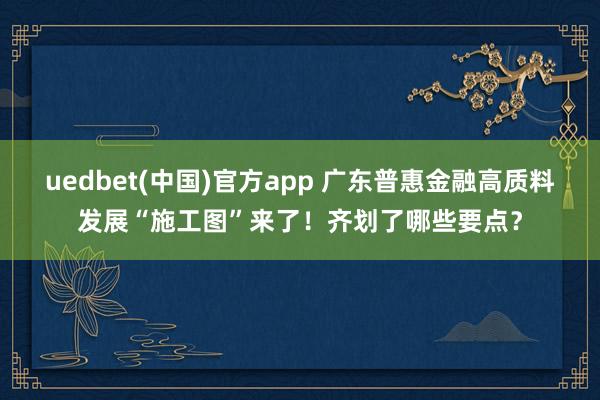 uedbet(中国)官方app 广东普惠金融高质料发展“施工图”来了！齐划了哪些要点？