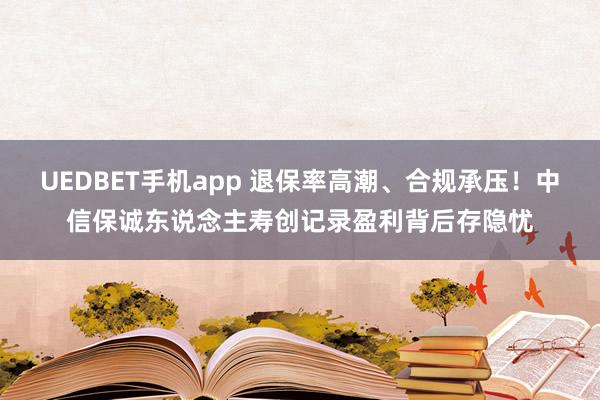 UEDBET手机app 退保率高潮、合规承压！中信保诚东说念主寿创记录盈利背后存隐忧