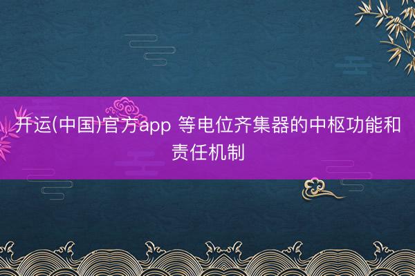 开运(中国)官方app 等电位齐集器的中枢功能和责任机制