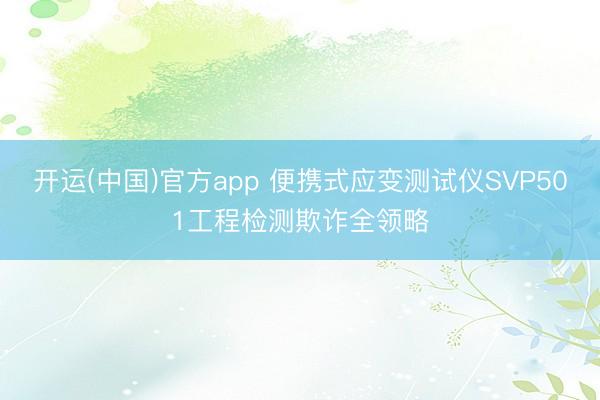 开运(中国)官方app 便携式应变测试仪SVP501工程检测欺诈全领略