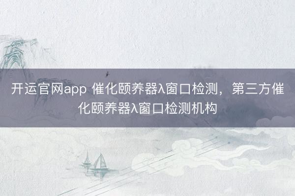 开运官网app 催化颐养器λ窗口检测，第三方催化颐养器λ窗口检测机构