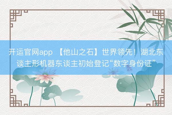 开运官网app 【他山之石】世界领先！湖北东谈主形机器东谈主初始登记“数字身份证”