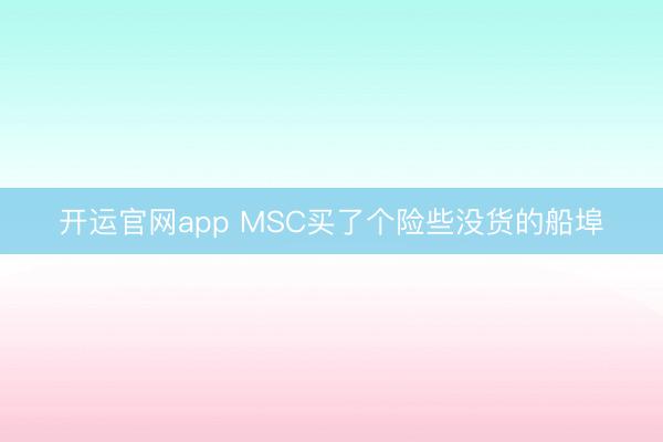 开运官网app MSC买了个险些没货的船埠