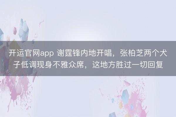 开运官网app 谢霆锋内地开唱，张柏芝两个犬子低调现身不雅众席，这地方胜过一切回复